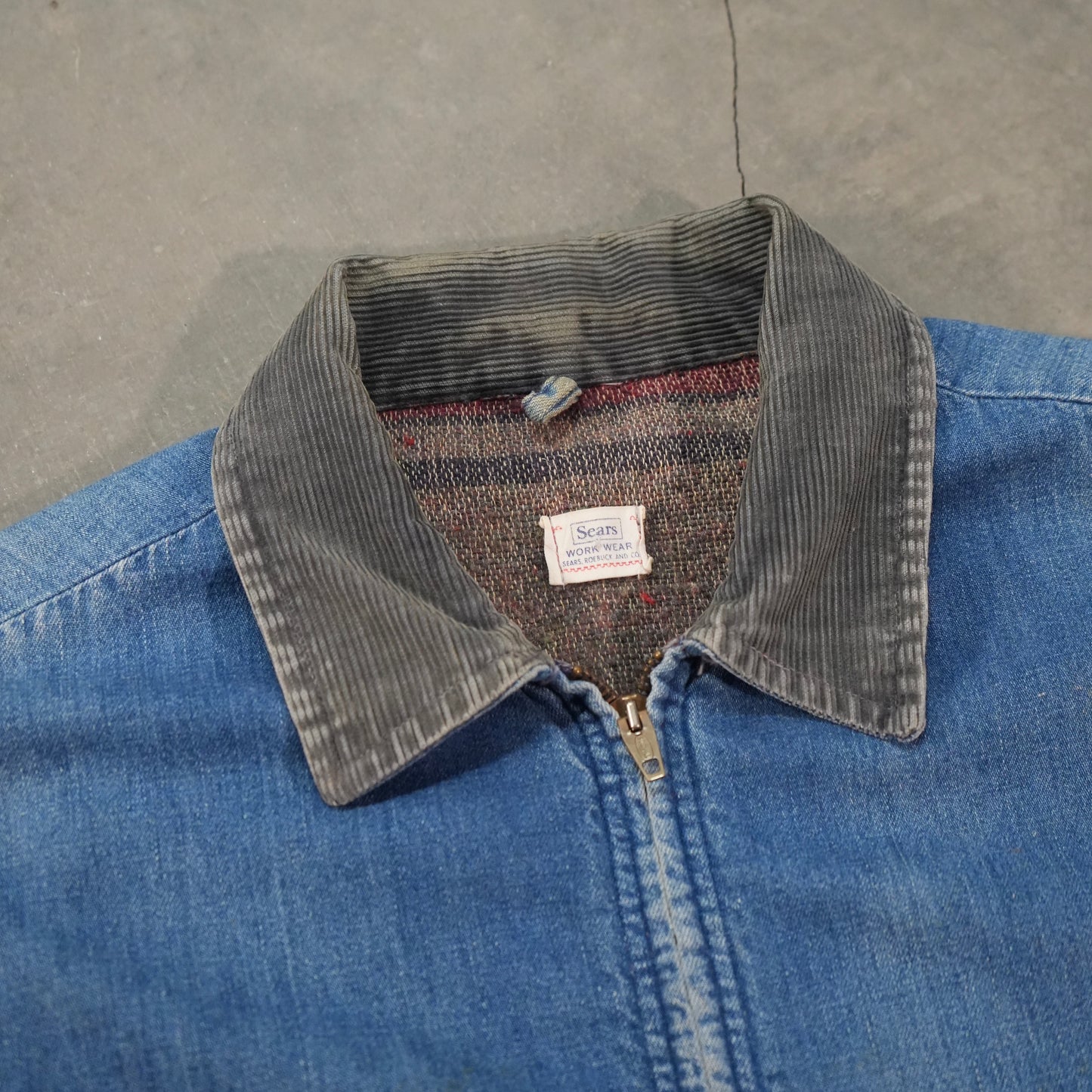 60s denim blanket lined jacket